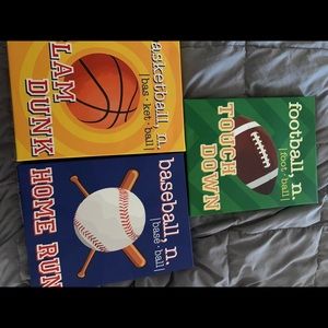 3 canvas sports pics approx 11x14